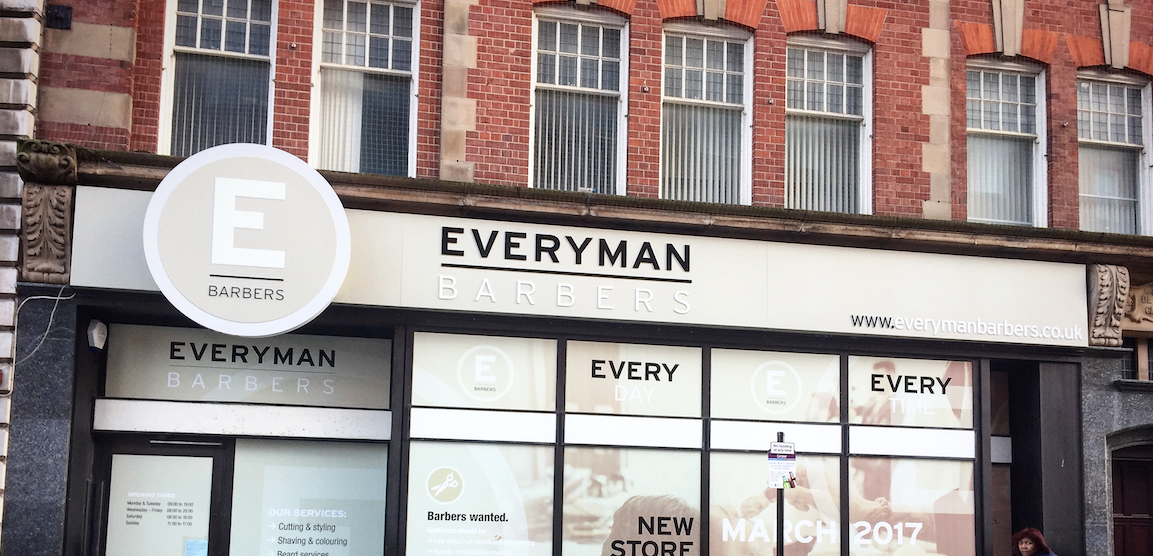 Store 5 for Everyman Barbers Leicester! Internal & External Signage