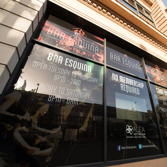 Bar Esquina Printed Window Graphics