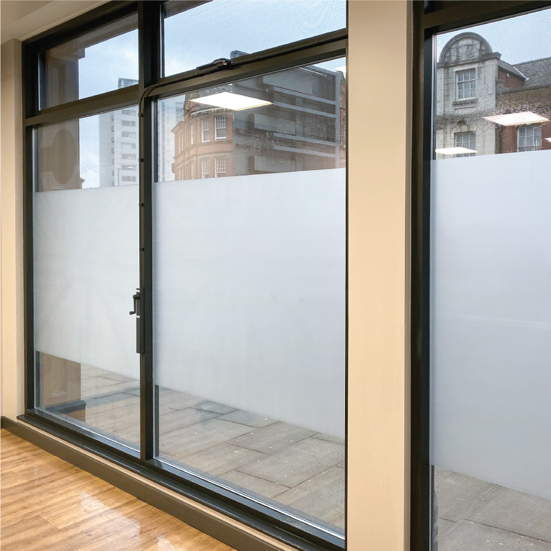 IT educational space with frosting strip on exterior window to decrease external distractions and increase privacy.