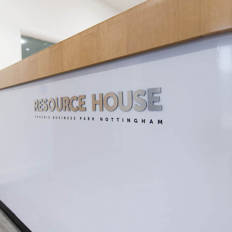 Resource House Desk Lettering